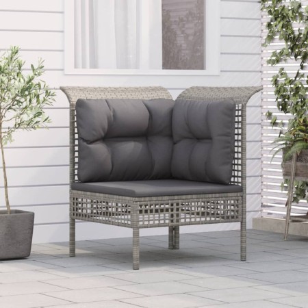 Sofá de esquina de jardín con cojines ratán sintético gris de vidaXL, Conjuntos de jardín - Ref: Foro24-319659, Precio: 98,00...