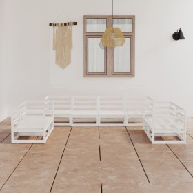 Set de salón de jardín de 8 piezas blanco madera maciza de pino en Conjuntos de jardín | Comprar online en Foru.es