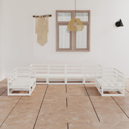 Set de salón de jardín de 8 piezas blanco madera maciza de pino en Conjuntos de jardín | Comprar online en Foru.es