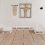 Set de salón de jardín de 8 piezas blanco madera maciza de pino en Conjuntos de jardín | Comprar online en Foru.es