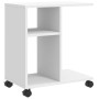 Mesa auxiliar con ruedas madera ingeniería blanco 50x30x55 cm en Mesas auxiliares | Comprar online en Foru.es