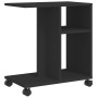Mesa auxiliar con ruedas madera de ingeniería negra 50x30x55 cm en Mesas auxiliares | Comprar online en Foru.es