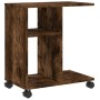 Mesa auxiliar ruedas madera ingeniería roble ahumado 50x30x55cm en Mesas auxiliares | Comprar online en Foru.es