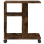 Mesa auxiliar ruedas madera ingeniería roble ahumado 50x30x55cm en Mesas auxiliares | Comprar online en Foru.es