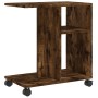 Mesa auxiliar ruedas madera ingeniería roble ahumado 50x30x55cm en Mesas auxiliares | Comprar online en Foru.es