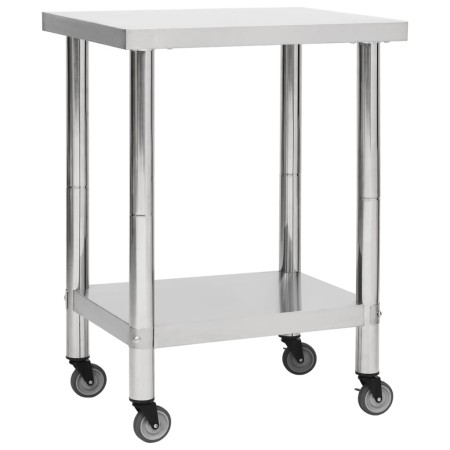 Mesa de trabajo para cocina con ruedas acero inox 80x30x85 cm de vidaXL, Restauración - Ref: Foro24-51634, Precio: 114,68 €, ...