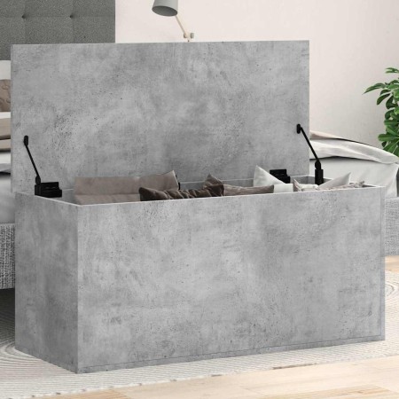 Caja de almacenaje madera ingeniería gris hormigón 100x42x46 cm en Baúles de almacenamiento | Comprar online en Foru.es