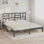 Estructura de cama de madera maciza de pino gris 200x200 cm de vidaXL, Camas y somieres - Ref: Foro24-3105972, Precio: 161,37...