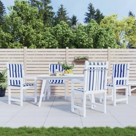 Cojines silla de respaldo bajo 4 uds tela a rayas azul y blanco de vidaXL, Cojines para sillas y sofás - Ref: Foro24-361320, ...