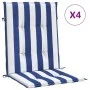 Cojines silla de respaldo bajo 4 uds tela a rayas azul y blanco de vidaXL, Cojines para sillas y sofás - Ref: Foro24-361320, ...