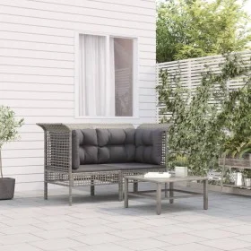Sofás de esquina jardín con cojines 2 uds ratán sintético gris de vidaXL, Conjuntos de jardín - Ref: Foro24-319660, Precio: 9...