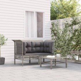 Sofás de esquina jardín con cojines 2 uds ratán sintético gris de vidaXL, Conjuntos de jardín - Ref: Foro24-319660, Precio: 9...