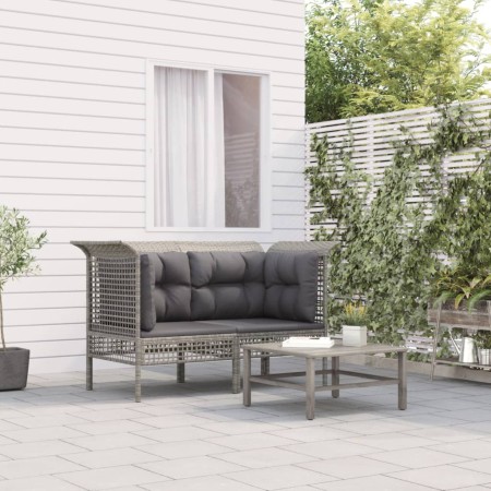 Sofás de esquina jardín con cojines 2 uds ratán sintético gris de vidaXL, Conjuntos de jardín - Ref: Foro24-319660, Precio: 9...
