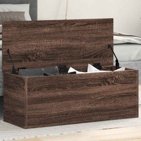 Caja de almacenaje madera ingeniería marrón roble 90x35x35 cm en Baúles de almacenamiento | Comprar online en Foru.es