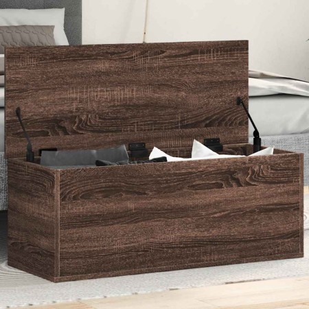 Caja de almacenaje madera ingeniería marrón roble 90x35x35 cm en Baúles de almacenamiento | Comprar online en Foru.es