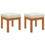 Taburetes de jardín con cojines 2 uds madera acacia 40x40x42 cm de vidaXL, Otomanas de exterior - Ref: Foro24-319719, Precio:...