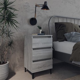 Mesita de noche con patas de metal gris Sonoma 40x35x69 cm de vidaXL, Mesitas de noche - Ref: Foro24-813142, Precio: 59,42 €,...