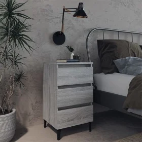 Mesita de noche con patas de metal gris Sonoma 40x35x69 cm de vidaXL, Mesitas de noche - Ref: Foro24-813142, Precio: 58,56 €,...