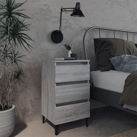 Bedside table with Sonoma gray metal legs 40x35x69 cm by vidaXL, Nightstands - Ref: Foro24-813142, Price: 58,56 €, Discount: %