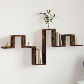 Estantería pared madera ingeniería roble ahumado 104,5x10x43 cm en Estanterías | Comprar online en Foru.es
