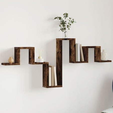 Estantería pared madera ingeniería roble ahumado 104,5x10x43 cm en Estanterías | Comprar online en Foru.es