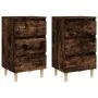 Mesita de noche 2 uds patas de madera roble ahumado 40x35x69 cm de vidaXL, Mesitas de noche - Ref: Foro24-813135, Precio: 85,...
