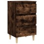 Mesita de noche 2 uds patas de madera roble ahumado 40x35x69 cm de vidaXL, Mesitas de noche - Ref: Foro24-813135, Precio: 86,...