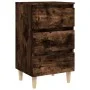 Mesita de noche 2 uds patas de madera roble ahumado 40x35x69 cm de vidaXL, Mesitas de noche - Ref: Foro24-813135, Precio: 85,...