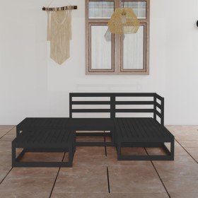Juego de muebles de jardín 5 piezas negro madera maciza de pino en Conjuntos de jardín | Comprar online en Foru.es