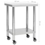 Mesa de trabajo para cocina con ruedas acero inox 60x30x85 cm de vidaXL, Restauración - Ref: Foro24-51631, Precio: 139,63 €, ...