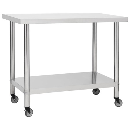 Mesa de trabajo para cocina con ruedas acero inox 100x60x85 cm de vidaXL, Restauración - Ref: Foro24-51639, Precio: 141,46 €,...