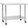 Mesa de trabajo para cocina con ruedas acero inox 100x60x85 cm de vidaXL, Restauración - Ref: Foro24-51639, Precio: 141,46 €,...