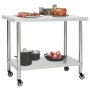 Mesa de trabajo para cocina con ruedas acero inox 100x60x85 cm de vidaXL, Restauración - Ref: Foro24-51639, Precio: 141,46 €,...