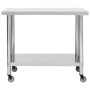 Mesa de trabajo para cocina con ruedas acero inox 100x60x85 cm de vidaXL, Restauración - Ref: Foro24-51639, Precio: 141,46 €,...