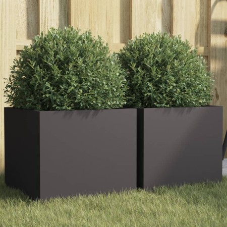 Jardineras 2 unidades acero negro 32x30x29 cm en Macetas y jardineras | Comprar online en Foru.es