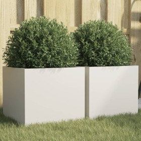 Jardineras 2 unidades acero blanco 32x30x29 cm en Macetas y jardineras | Comprar online en Foru.es