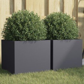 Jardineras 2 unidades acero gris antracita 32x30x29 cm en Macetas y jardineras | Comprar online en Foru.es
