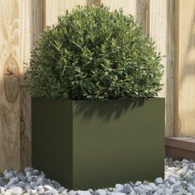 Jardinera acero verde oliva 32x30x29 cm en Macetas y jardineras | Comprar online en Foru.es