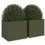 Jardineras 2 unidades acero verde oliva 32x30x29 cm en Macetas y jardineras | Comprar online en Foru.es