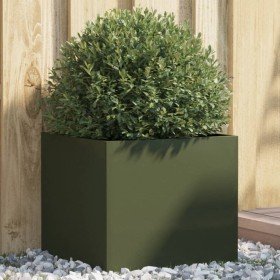 Jardinera acero verde oliva 42x40x39 cm en Macetas y jardineras | Comprar online en Foru.es