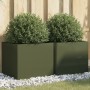 Jardineras 2 unidades acero verde oliva 42x40x39 cm en Macetas y jardineras | Comprar online en Foru.es