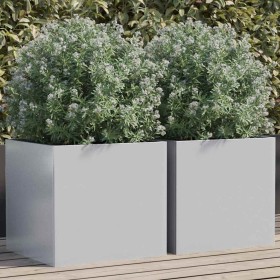 Jardineras 2 unidades acero galvanizado plateado 42x40x39 cm en Macetas y jardineras | Comprar online en Foru.es