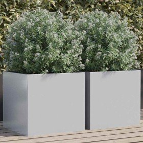 Jardineras 2 unidades acero galvanizado plateado 42x40x39 cm en Macetas y jardineras | Comprar online en Foru.es