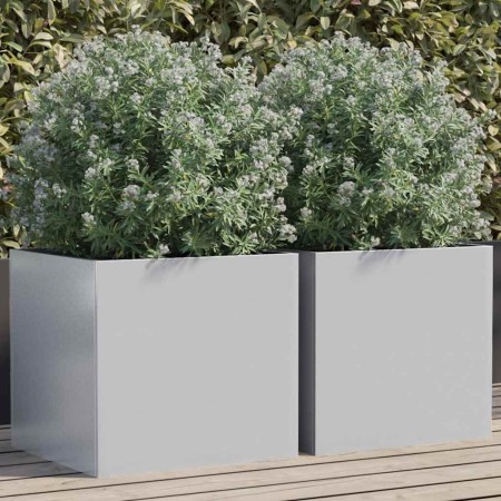 Jardineras 2 unidades acero galvanizado plateado 42x40x39 cm en Macetas y jardineras | Comprar online en Foru.es