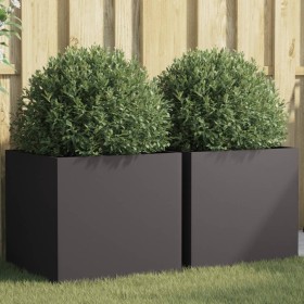 Jardineras 2 unidades acero negro 49x47x46 cm en Macetas y jardineras | Comprar online en Foru.es