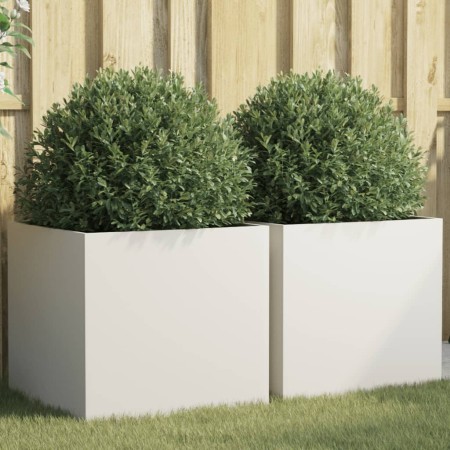 Jardineras 2 unidades acero blanco 49x47x46 cm en Macetas y jardineras | Comprar online en Foru.es