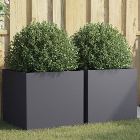 Jardineras 2 unidades acero gris antracita 49x47x46 cm en Macetas y jardineras | Comprar online en Foru.es