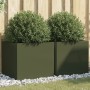 Jardineras 2 unidades acero verde oliva 49x47x46 cm en Macetas y jardineras | Comprar online en Foru.es