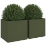 Jardineras 2 unidades acero verde oliva 49x47x46 cm en Macetas y jardineras | Comprar online en Foru.es