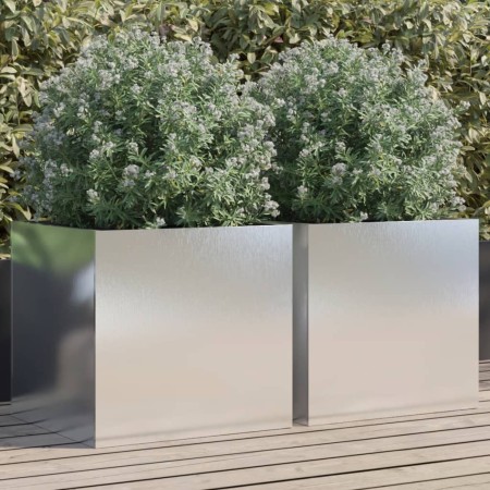 Jardineras 2 unidades acero inoxidable plateado 49x47x46 cm en Macetas y jardineras | Comprar online en Foru.es